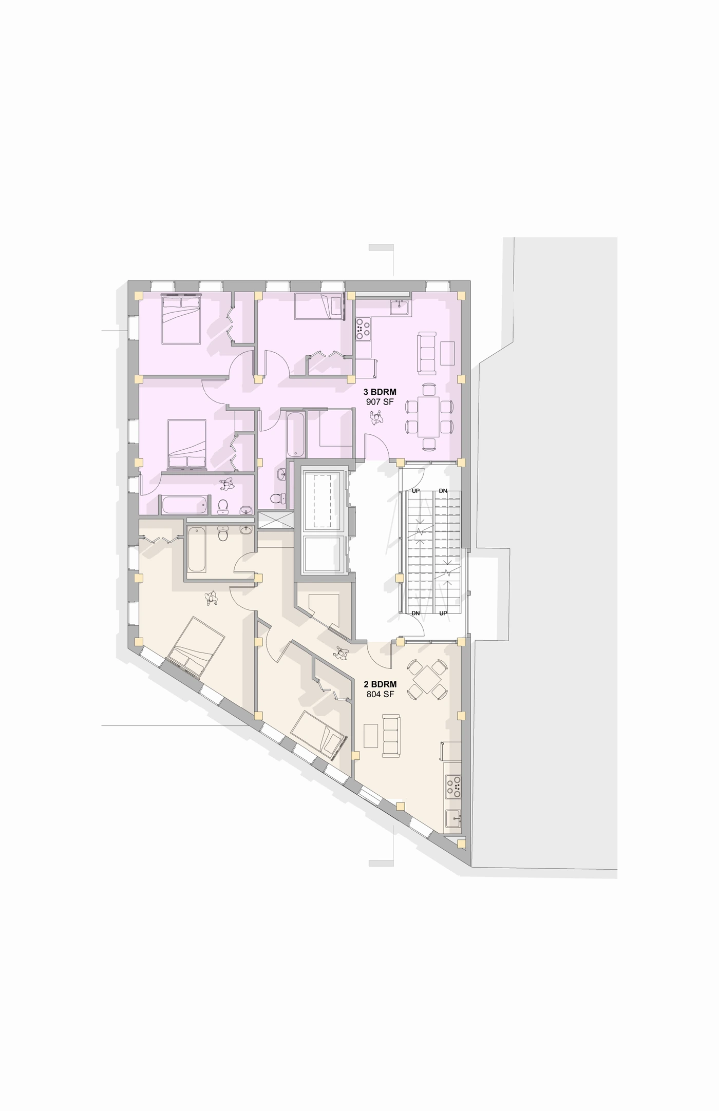 Level 5 · 2- + 3-bedroom units